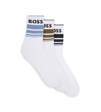 BOSS St med 3 hvide Rib Stripe-sokker