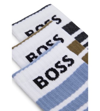 BOSS Set of 3 white Rib Stripe socks