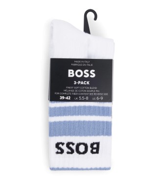 BOSS 3er-Set weie Socken mit Rippenstreifen