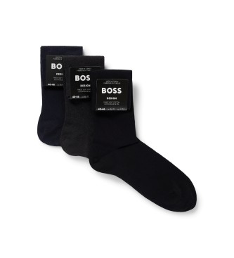 BOSS 3-pak standard sokker sort, marinebl, mrkegr