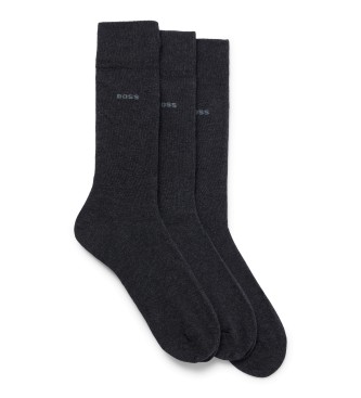 BOSS Conjunto de 3 pares de meias compridas standard pretas