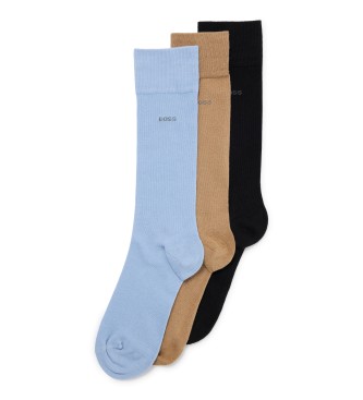 BOSS Confezione da 3 calze Unicolors blu, marrone, blu navy