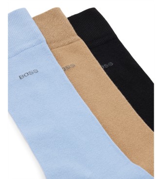 BOSS Pack 3 Unicolors Socks blue, brown, navy