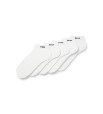 BOSS Conjunto de 5 pares de meias brancas at ao tornozelo