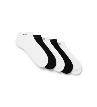 BOSS Conjunto de 5 pares de meias Ace branco, preto