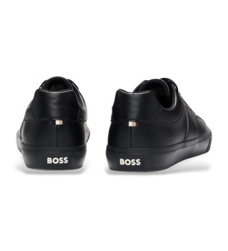 BOSS Trainers with smooth and grainy textures Black