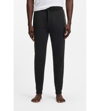 BOSS Plysbukser med logo og stribe, sort