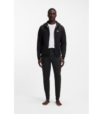 BOSS Plysbukser med logo og stribe, sort