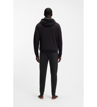 BOSS Plysbukser med logo og stribe, sort