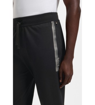 BOSS Plysbukser med logo og stribe, sort