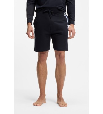BOSS Shorts i bomullsfrott� i marinbl� f�rg