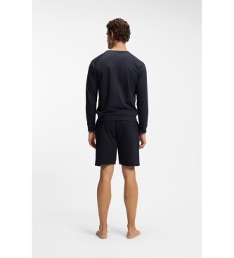 BOSS Shorts i bomullsfrott� i marinbl� f�rg