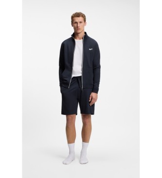 BOSS Shorts i frott� med frott� i marinbl� f�rg