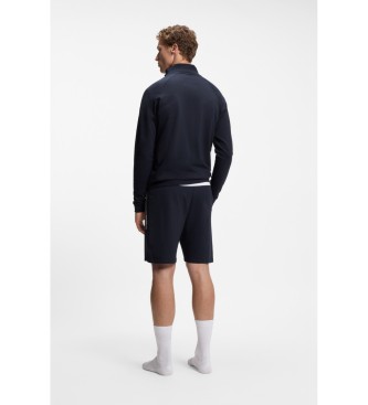 BOSS Shorts i frott� med frott� i marinbl� f�rg