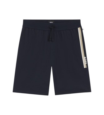 BOSS Shorts i frott� med frott� i marinbl� f�rg
