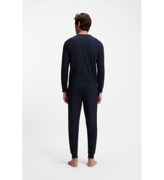 BOSS Mikina ravnega kroja mornarske barve