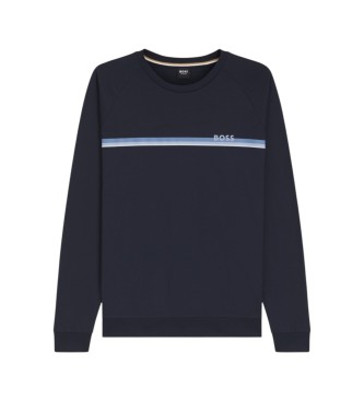 BOSS Mikina ravnega kroja mornarske barve