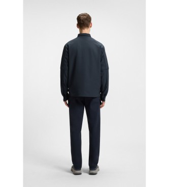 BOSS Camisa de corte descontrado com mangas com fecho em azul-marinho