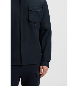 BOSS Camisa de corte descontrado com mangas com fecho em azul-marinho