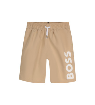 BOSS Surfing Trunks mit beigem Logodruck 