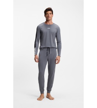 BOSS Pijama de algod�o com aplica��es cinzentas em contraste