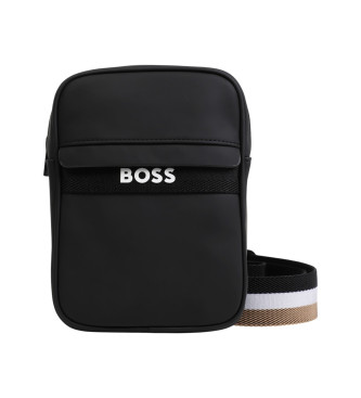 BOSS Borsa a tracolla con finitura spalmata nera