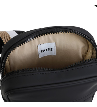 BOSS Borsa a tracolla con finitura spalmata nera