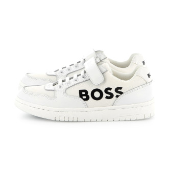 BOSS Witte leren sportschoenen