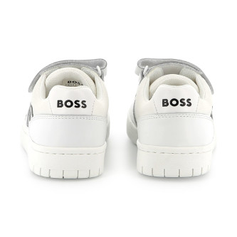 BOSS Witte leren sportschoenen