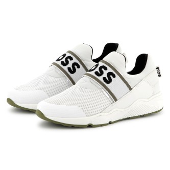 BOSS Weie Leder-Turnschuhe