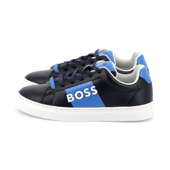 BOSS Baskets en cuir noir