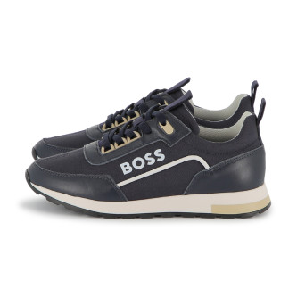 BOSS Navy leather trainers