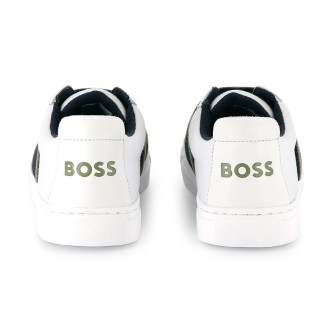 BOSS White leather trainers