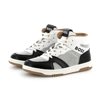 BOSS White leather trainers