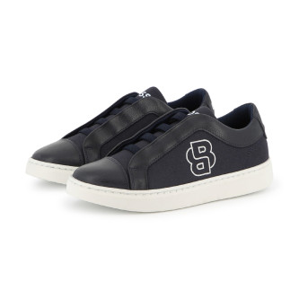 BOSS Navy leather trainers