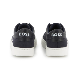 BOSS Marinefarbene Lederturnschuhe