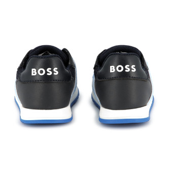 BOSS Pantofole in pelle blu navy