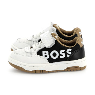 BOSS Leather trainers white, black