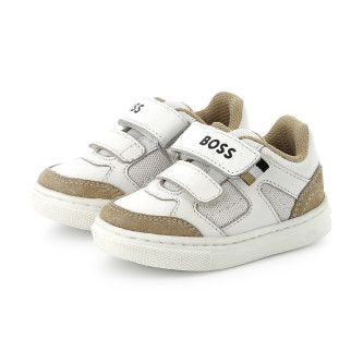 BOSS White leather trainers