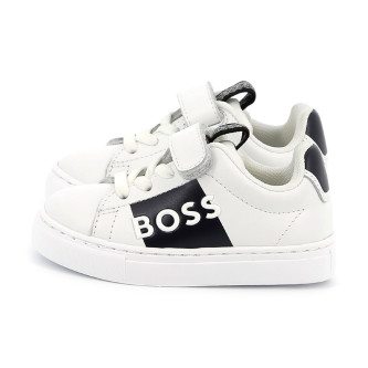 BOSS Weie Leder-Turnschuhe