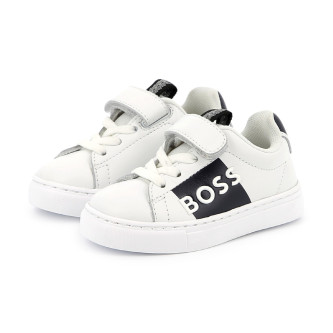 BOSS White leather trainers