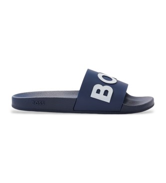 BOSS Marinefarbene Flip Flops mit Logoprgung