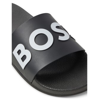 BOSS Logo embossed flip flops Black