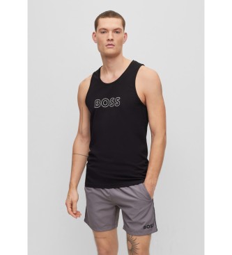 BOSS Cotton knitted tank top with black logo print