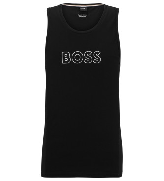 BOSS Cotton knitted tank top with black logo print