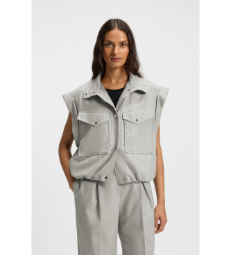 BOSS Sleeveless blazer in grey flannel