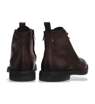 BOSS Braune Lederstiefeletten mit durchbrochenen Details