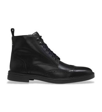 BOSS Schwarze Lederstiefelette mit durchbrochenen Details
