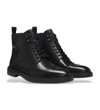 BOSS Schwarze Lederstiefelette mit durchbrochenen Details