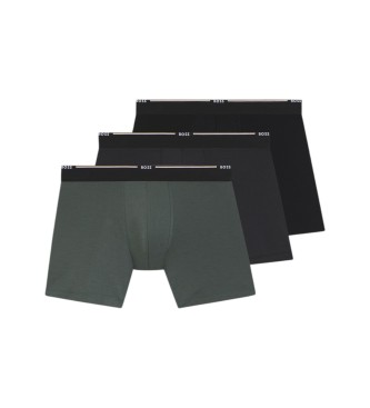 BOSS Set 3 B�xers Lisos negro, verde, gris